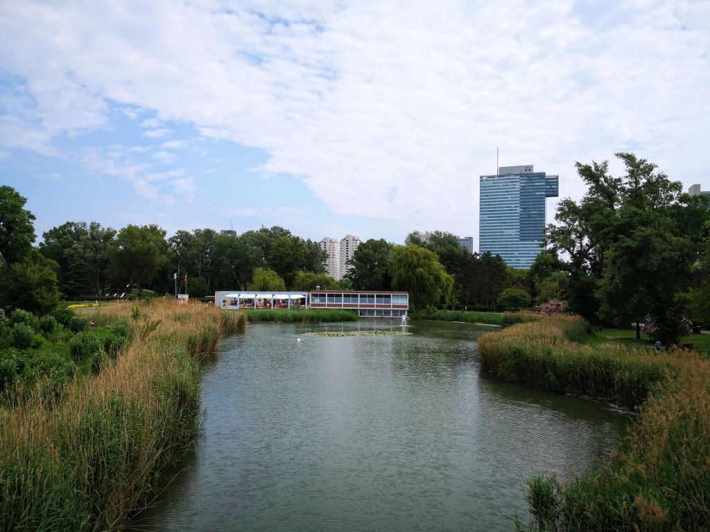 Donau Park - Iris Lake with Korea Culture House in the background